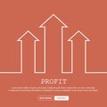 Growth arrow outline stoke with profit concept.