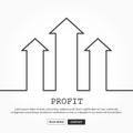 Growth arrow with profit concept outline stoke.