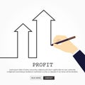Growth arrow outline stoke with profit concept.