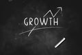 Growth with arrow written with chalk on blackboard icon logo design vector illustration Royalty Free Stock Photo