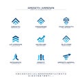 Growth arrows creative symbols set, font concept. Finance profit, bank, stock market abstract business logo. Increase Royalty Free Stock Photo