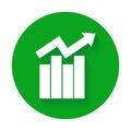 Growth bar chart icon. Growing diagram flat vector illustration. Business concept Royalty Free Stock Photo