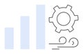 Growth bar chart with gear and wind elements representing progress, innovation, and sustainability Royalty Free Stock Photo