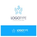 Growth, Business, Grow, Growing, Dollar, Plant, Raise Blue outLine Logo with place for tagline