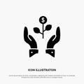 Growth, Business, Grow, Growing, Dollar, Plant, Raise solid Glyph Icon vector