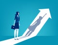 Growth. Businesswoman and his shadow Indicates success, Concept business vector illustration