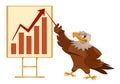 Growth chart. American eagle making a presentation.