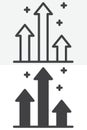 Growth chart arrows line and solid different style vector icon set Royalty Free Stock Photo