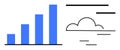 Growth Chart Bar Graph and Cloud Lines for Business Progress and Data Visualization Royalty Free Stock Photo