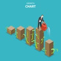 Growth chart flat isometric vector illustration