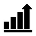 Growth Chart icon Glyph isolated Graphic line illustration. Style in EPS 10 simple glyph element business