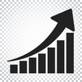 Growth chart icon. Grow diagram flat vector illustration. Business concept simple flat pictogram on isolated background.
