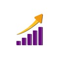 Growth chart icon. Grow diagram flat