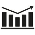 Growth chart icon. Rising bars symbol. Upward trend illustration. Vector image. Royalty Free Stock Photo