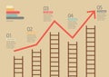 Growth chart with ladders infographic Royalty Free Stock Photo