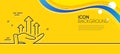 Growth chart line icon. Money profit sign. Minimal line yellow banner. Vector