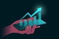 Financial growth chart on mobile phone analysis of stock market investment and business data graph growth Royalty Free Stock Photo