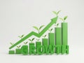 Growth chart with plants isolated on white background Royalty Free Stock Photo
