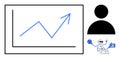 Growth Chart with Rising Arrow, User Icon, and AI Technology Elements Data Analysis and Progress Royalty Free Stock Photo
