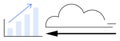 Growth Chart with Upward Arrow and Cloud Indicating Data Storage or Cloud Computing Concepts Royalty Free Stock Photo