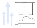 Growth and Cloud Computing Concept with Arrows and Abstract Symbols Royalty Free Stock Photo