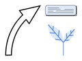 Growth Concept with Arrow, Text Block, and Leaf for Progress, Sustainability, and Communication Royalty Free Stock Photo