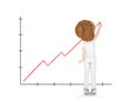 Growth concept. Business women standing drawing growth chart on wall