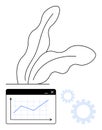 Growth concept with plant leaves, data chart, and gears representing progress and development Royalty Free Stock Photo