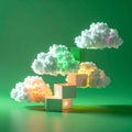 Growth Concept - Steps to the Glowing Cloud Royalty Free Stock Photo