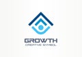 Growth creative symbol concept. Human professional progress abstract business leader logo. Person career success, best