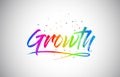 Growth Creative Vetor Word Text with Handwritten Rainbow Vibrant Colors and Confetti