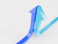 the growth curve ends with an blue arrow 3d illustration rendered