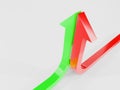 the growth curve ends with an green and red arrow 3d illustration rendered