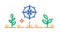 Growth Direction: Plants with Compass Icon, vector design Generative AI Royalty Free Stock Photo