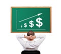Growth dollar on desk Royalty Free Stock Photo