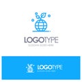 Growth, Eco, Friendly, Globe Blue Outline Logo Place for Tagline