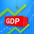 Growth GDP. Gross domestic product. Government budget. Increment in annual financial budget. Vector stock illustration.