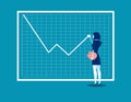 Growth graph. Businesswoman with profit stock market and adjusta uptrend graph chart of financial growth. Concept business vector Royalty Free Stock Photo