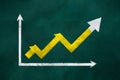 Growth graph chart, development arrows, competition concept, rise visualization