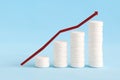 Growth graph made of stacked white pills Royalty Free Stock Photo