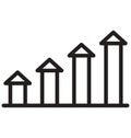 Growth graph, online graph line isolated vector icon can be easily modified and edit Royalty Free Stock Photo