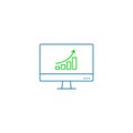 Growth Graph on PC computer monitor line icon. Vector business success illustration concept Royalty Free Stock Photo