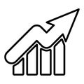 Growth graph up outline icon. Financial chart arrow linear style sign for mobile concept and web design. Vector illustration Royalty Free Stock Photo