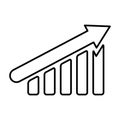 Growth graph up outline icon. Financial chart arrow linear style sign for mobile concept and web design. Vector illustration Royalty Free Stock Photo