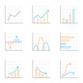 Growth Graphic Chart Diagram Line icon set. Growing Graph business vector concept isolated on white background Royalty Free Stock Photo