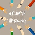 Growth hacking business method concept of using their knowledge of product and distribution, find ingenious, technology