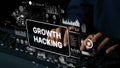 Growth Hacking Concept with Digital Interface and Data Analytics in Dark Environment. Asymptotic smart data analytic Royalty Free Stock Photo