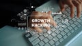 Growth Hacking Strategy with Technology and Data Analysis Concept on Keyboard. Asymptotic smart data analytic Royalty Free Stock Photo