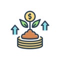 Color illustration icon for Growth, development and profit Royalty Free Stock Photo