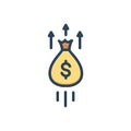 Color illustration icon for Growth, bag and riches